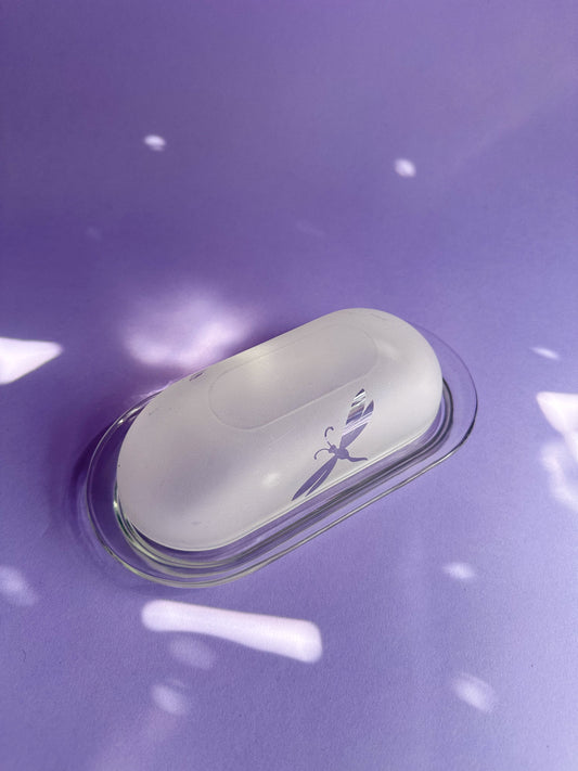 Vintage Frosted Dragonfly Butter Dish