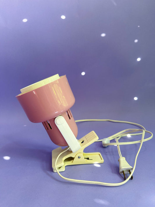 Vintage Pink + White Molded Plastic Clamp Task Lamp, Circa 1980s