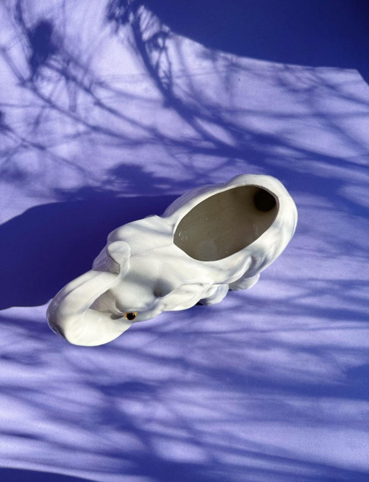 Vintage Ceramic Light Grey Elephant Planter