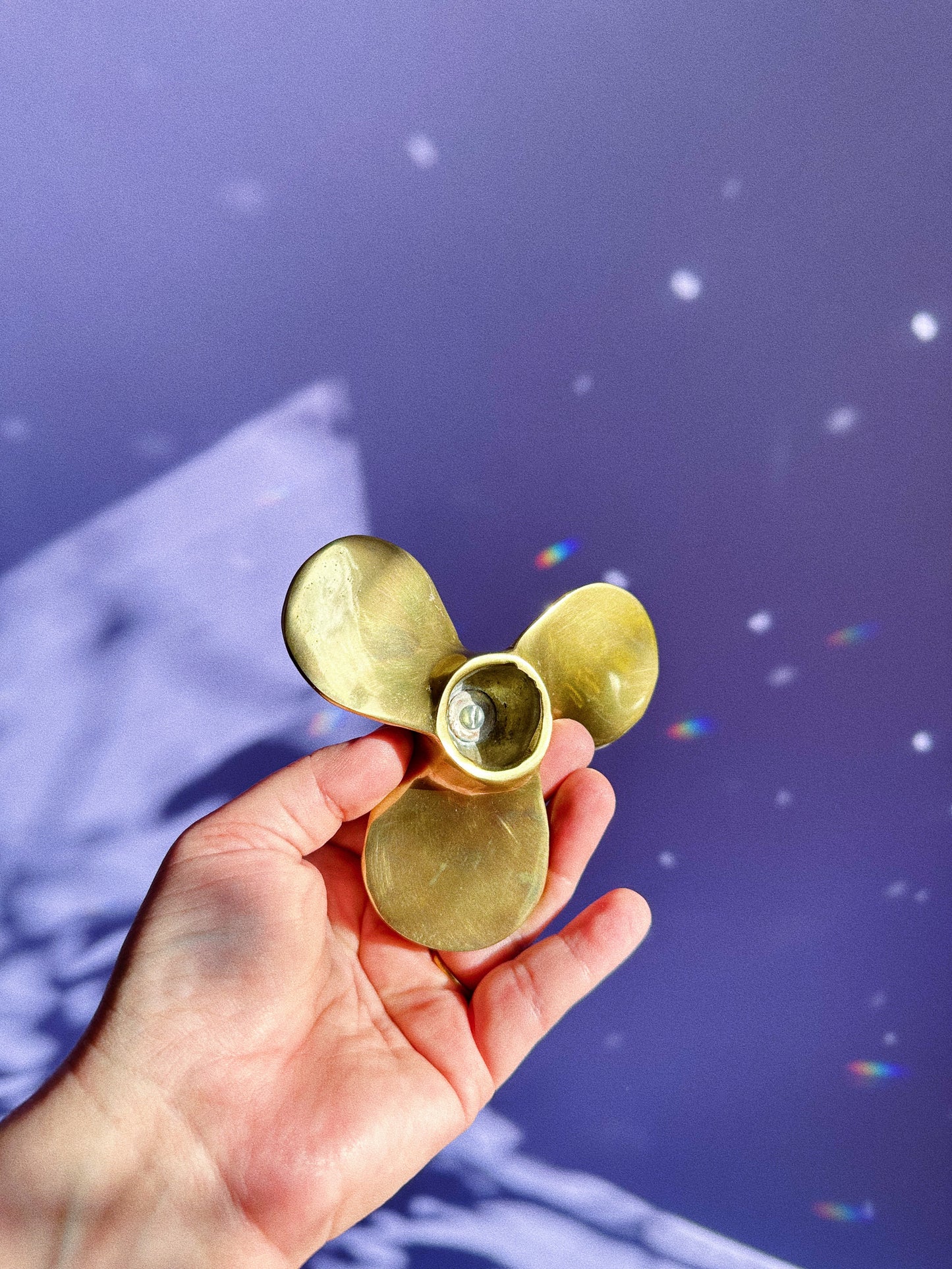 Vintage Solid Brass Propeller Pen / Flower Holder