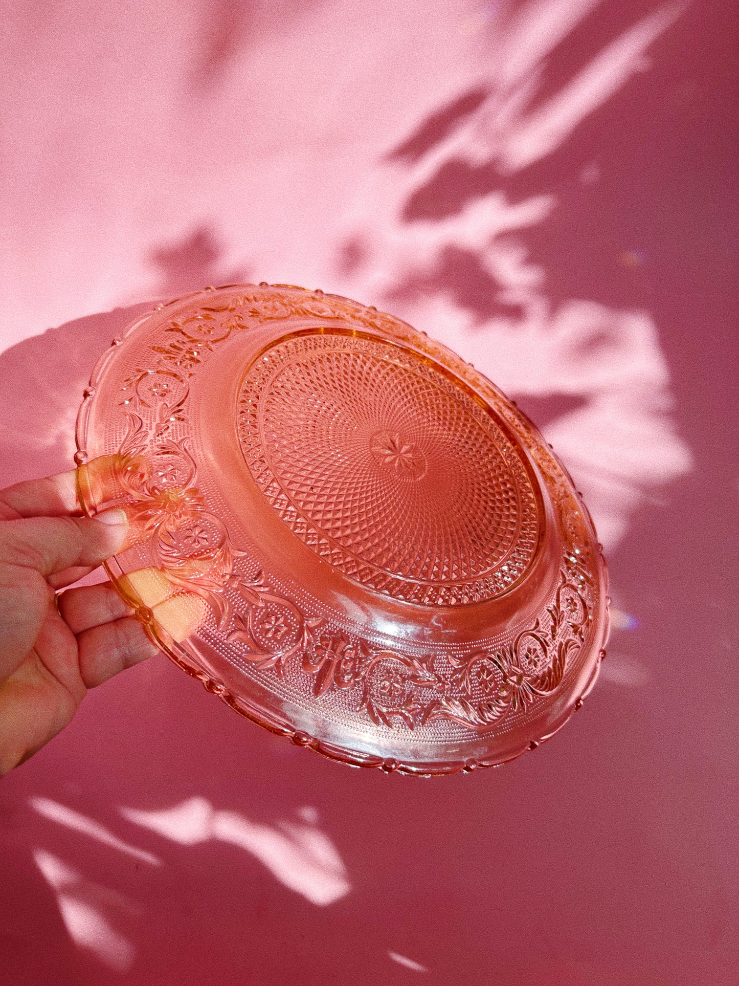Vintage Pink Depression Glass Platter