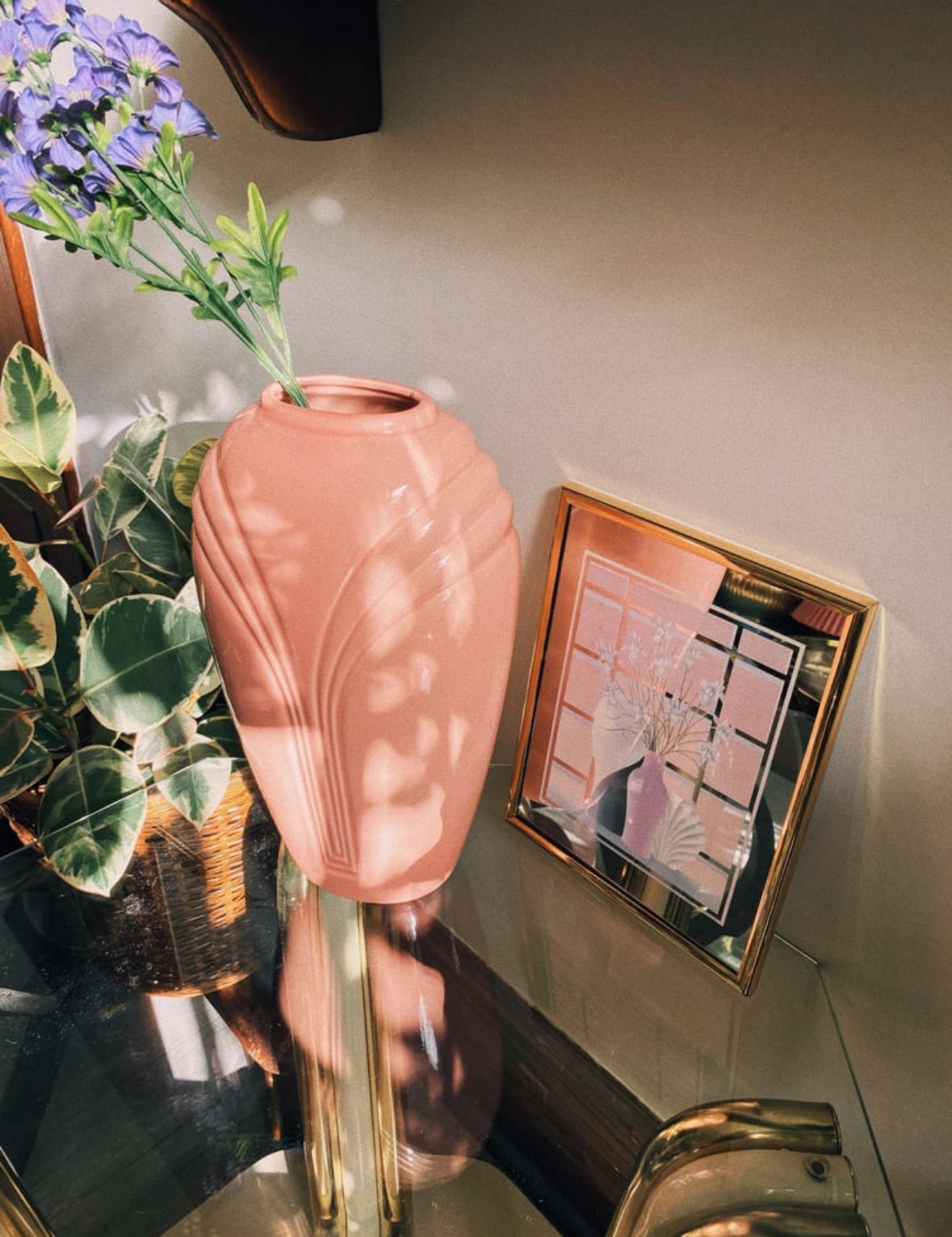 Vintage Ceramic 1980s Pink / Rose Coloured Vase