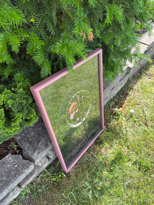 Vintage Post Modern Dusty Rose Framed Aaron Jones Food Squid Art Print