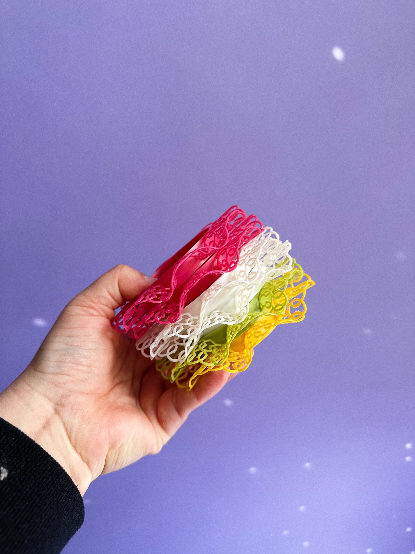 Vintage Lustro-Ware Plastic Lace Ruffled Edge Coasters Set of 6 Original Box Japan