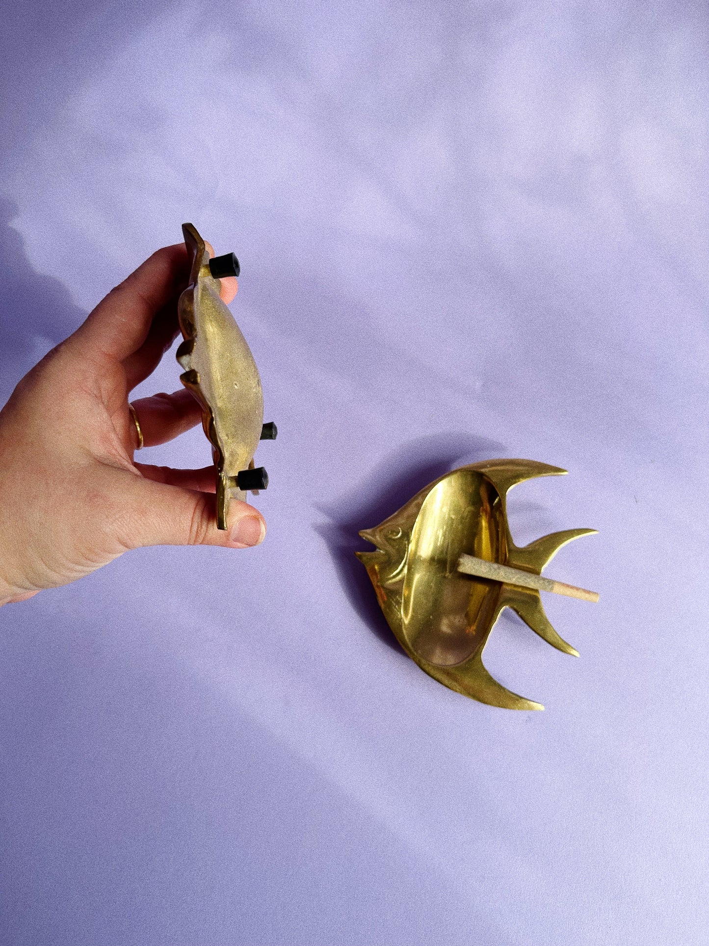 Vintage Solid Brass Fish Ashtrays