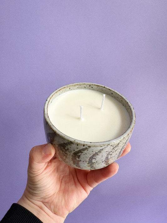 Teakwood & Vanilla Soy Candle in a Vintage MCM Planter Pot