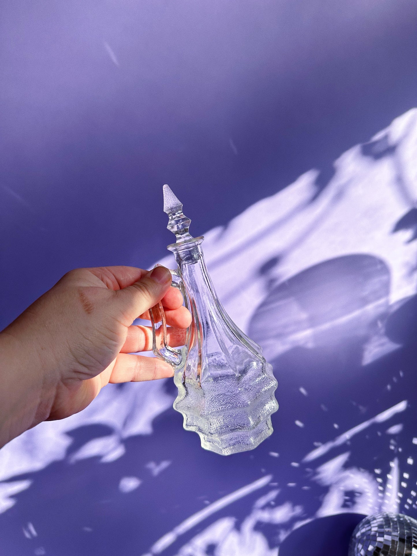 Pair of Vintage 1932 Horne Glass Cruet Ripple Design Art Deco Depression Glass