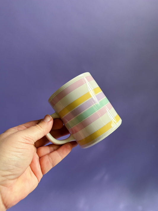 Vintage Pair of Pastel Striped Mugs