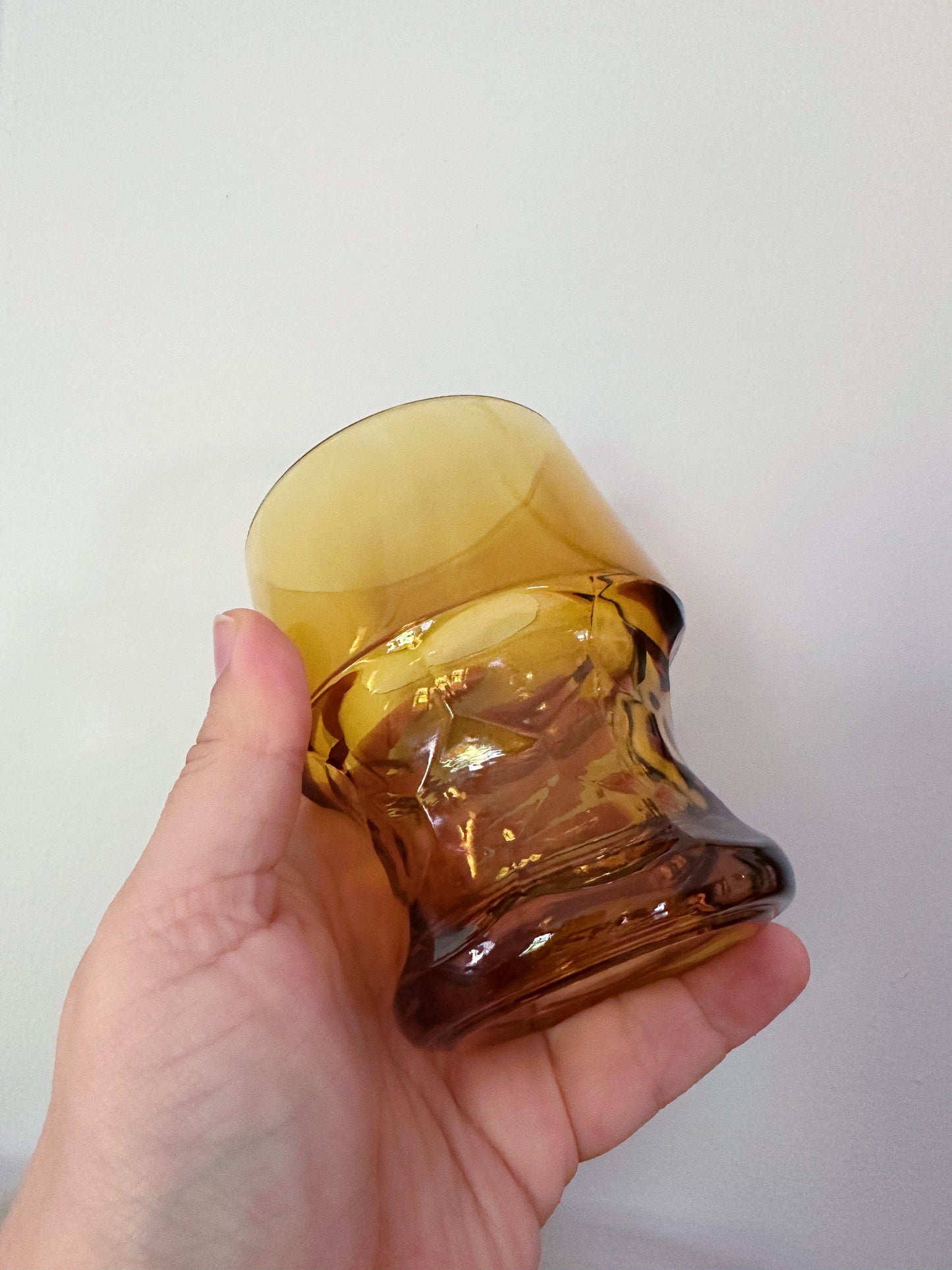 Vintage Set of 5 Amber Libbey Heavy Bottom Glass Tumblers