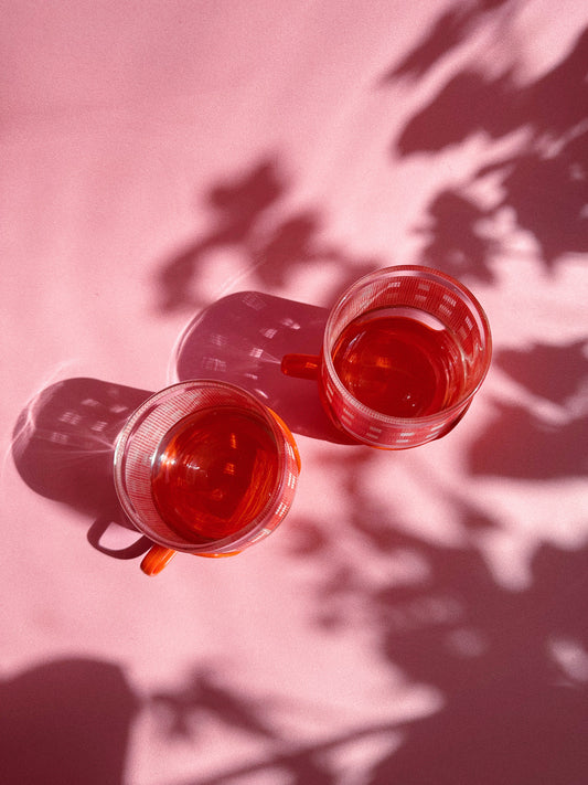 Vintage 1960s / 70s Libbey Gingham Short Glass Tumblers