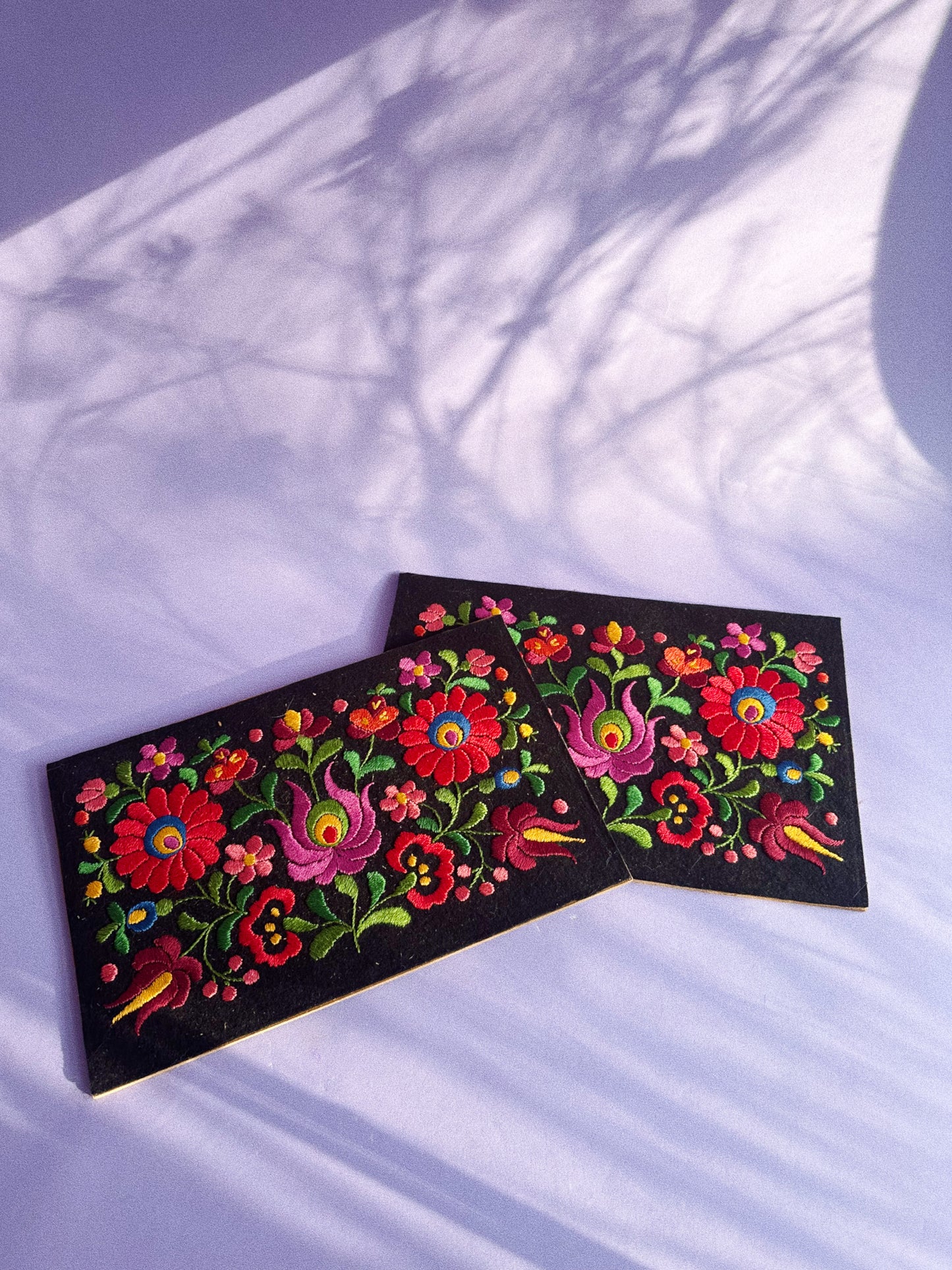 Floral Embroidery Design Wooden Pieces Hungarian Folk Art