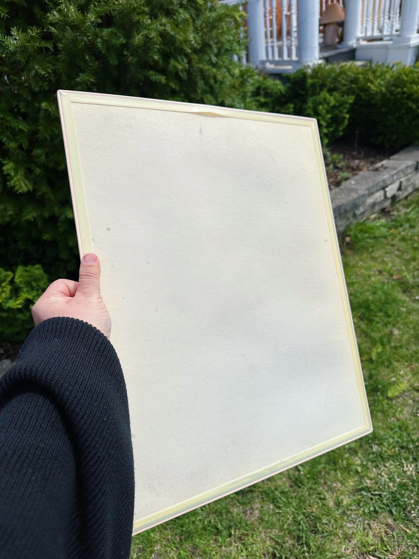 Vintage Peachy Post Modern Etched Floral Mirror