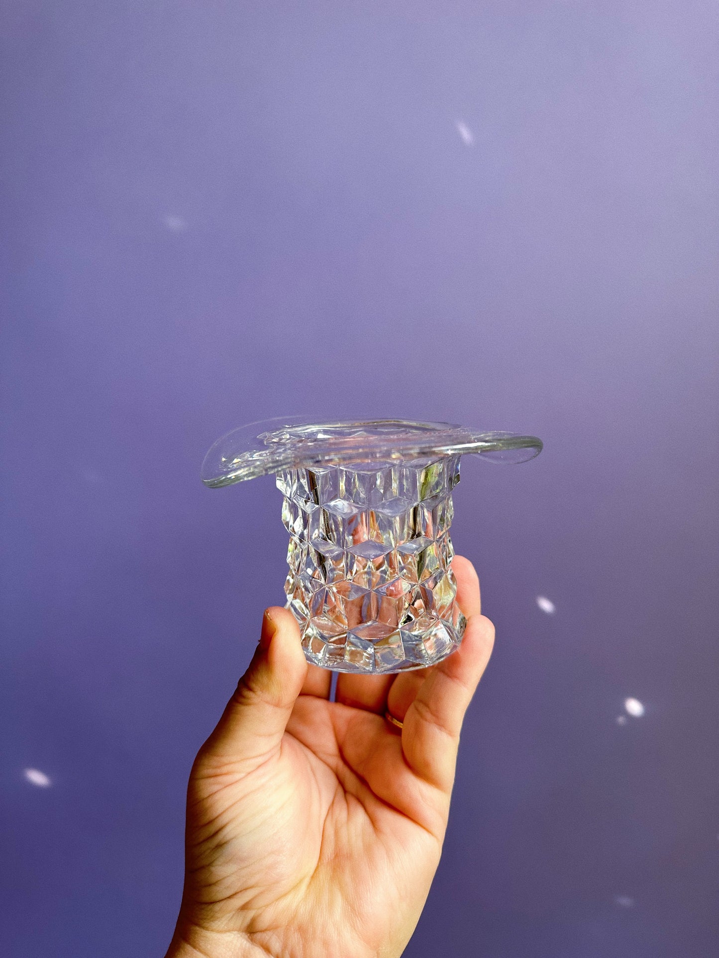 Vintage Glass Top Hat Match / Toothpick / Q Tip Holder