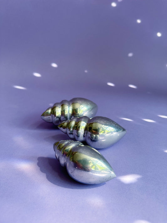 Set of 3 Vintage Aluminum Sea Shell Paper Weights