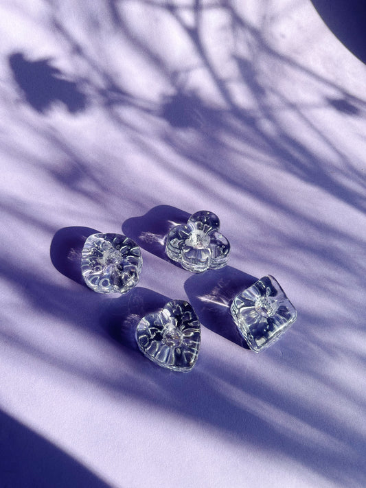 Vintage Card Deck Glass Tiny Taper Candle Holders