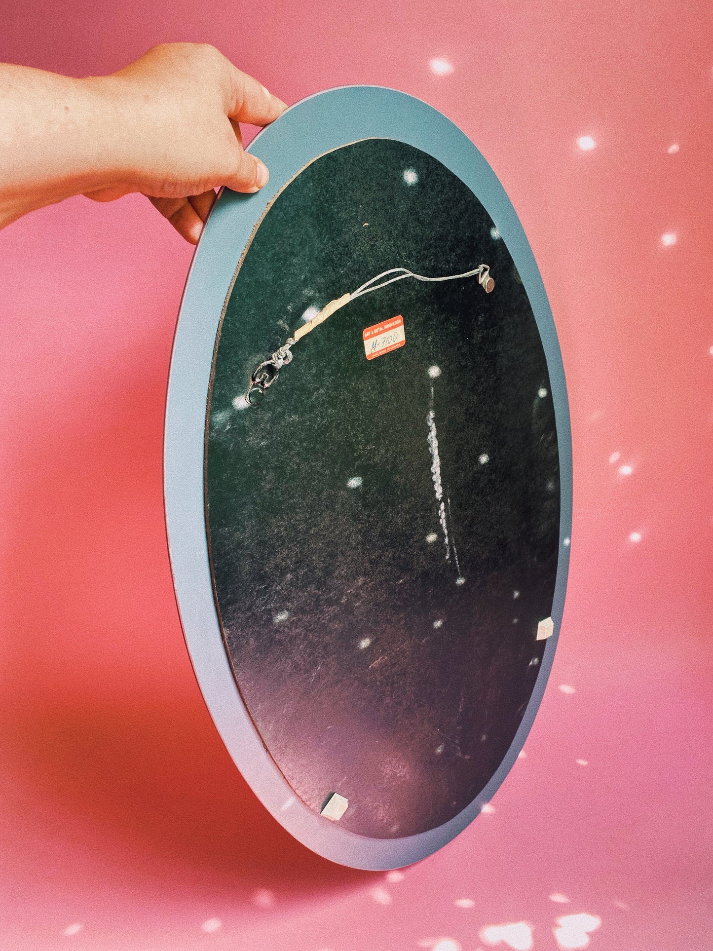 Post Modern Brass Rimmed Oval Mirror