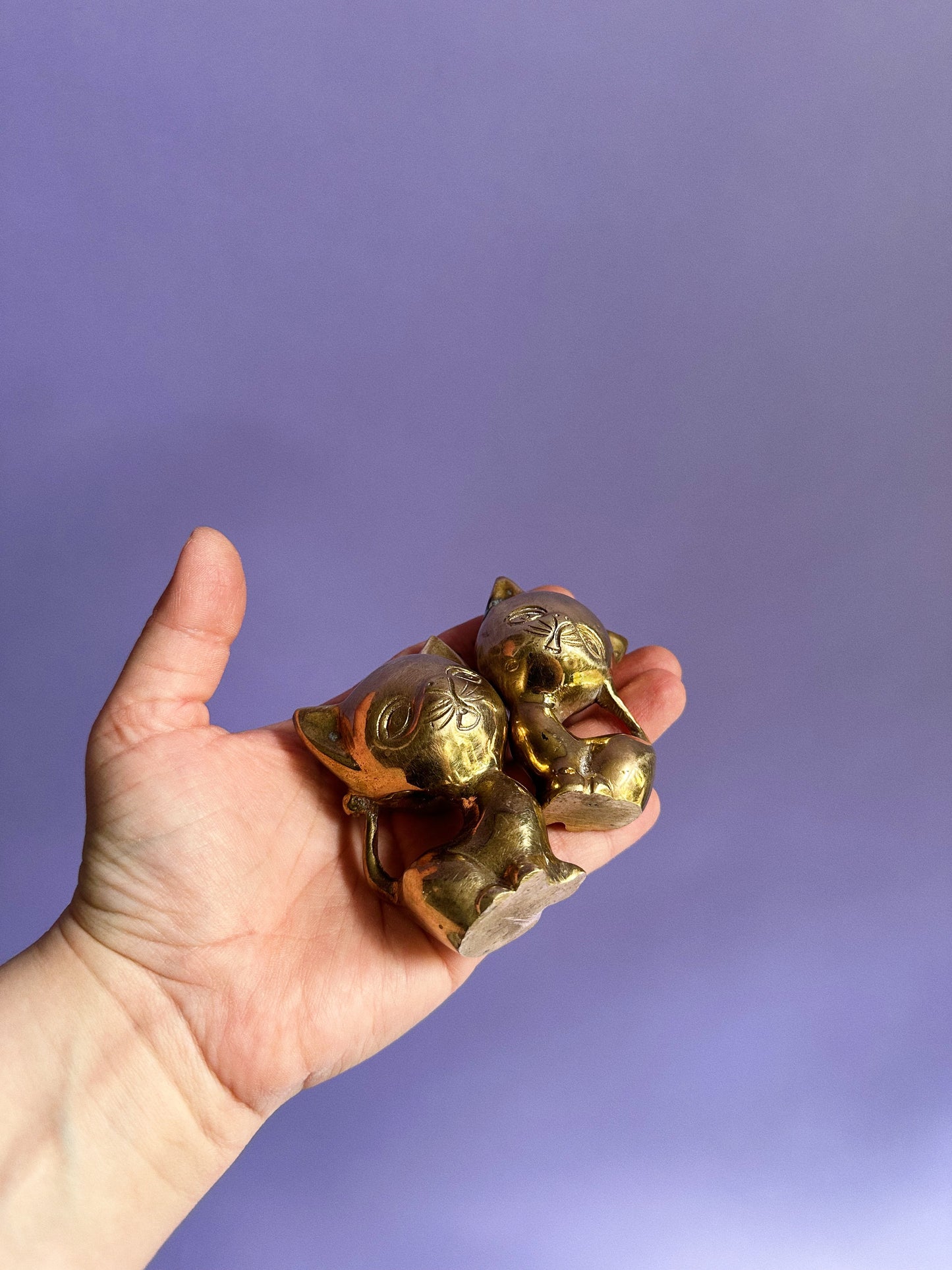 Pair of Vintage Brass Cat Figurines