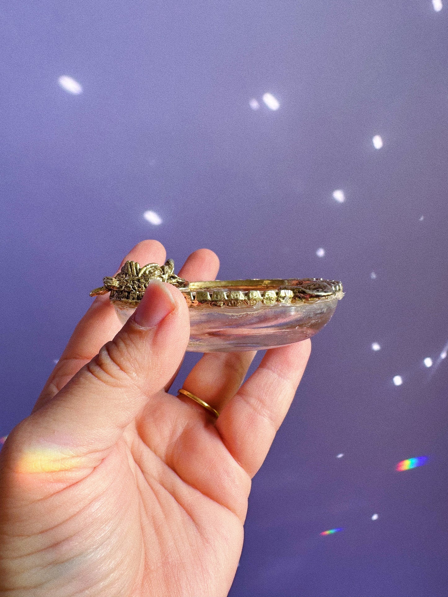 Vintage Glass & Brass Koi Fish Ashtray