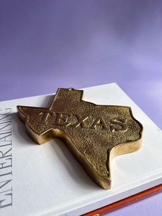 Vintage Solid Brass Texas Sculpture / Wall Hanging