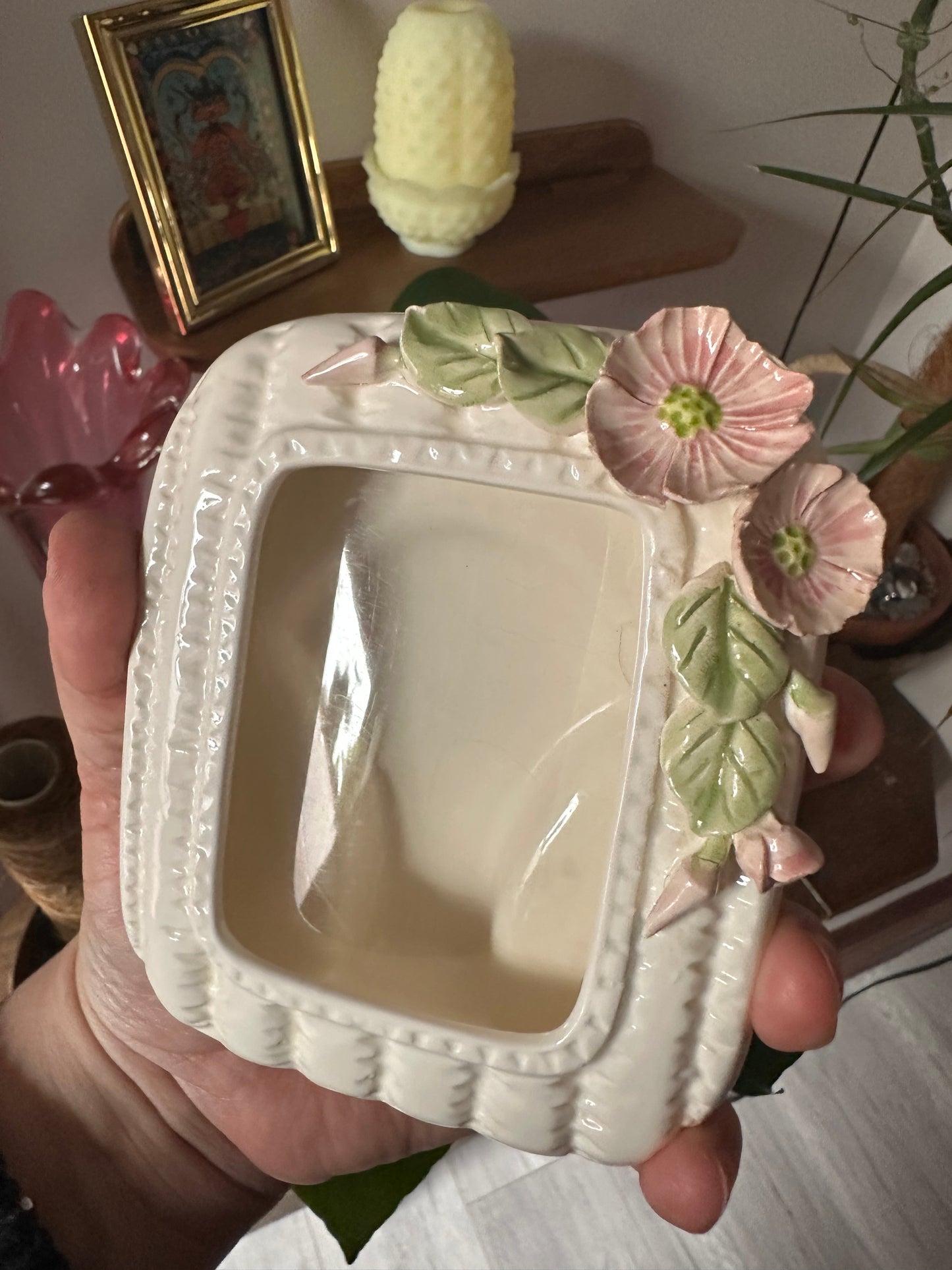 Sweet Porcelain Floral Pictue Frame 3 x 5 Photo