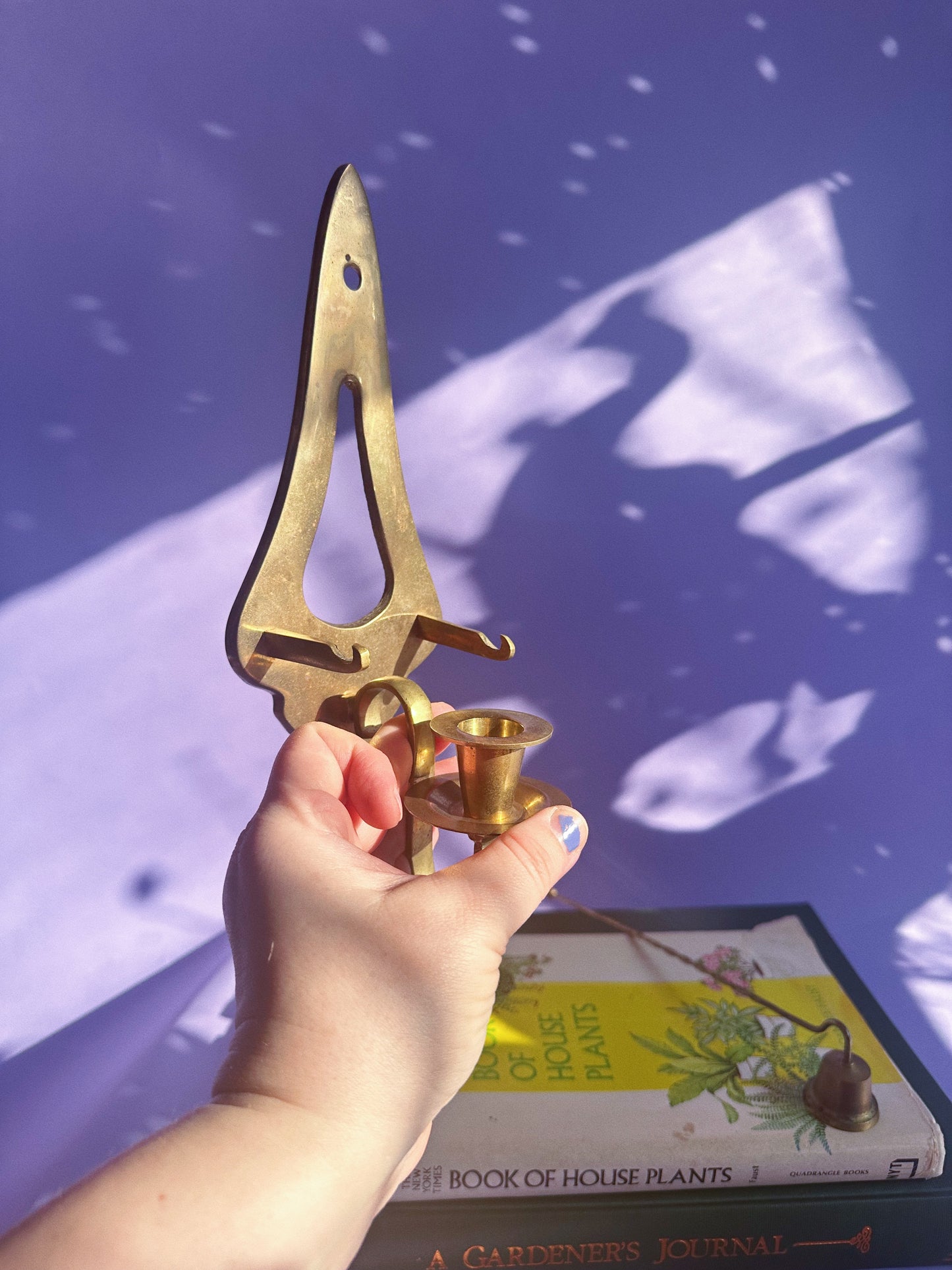 Vintage Mid Century Modern Brass Wall Sconce Candle Holder w/Snuffer