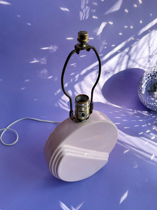 80s Blush Pink Table Lamp Ceramic Circular Asymmetrical Accent Lamp Deco Revival