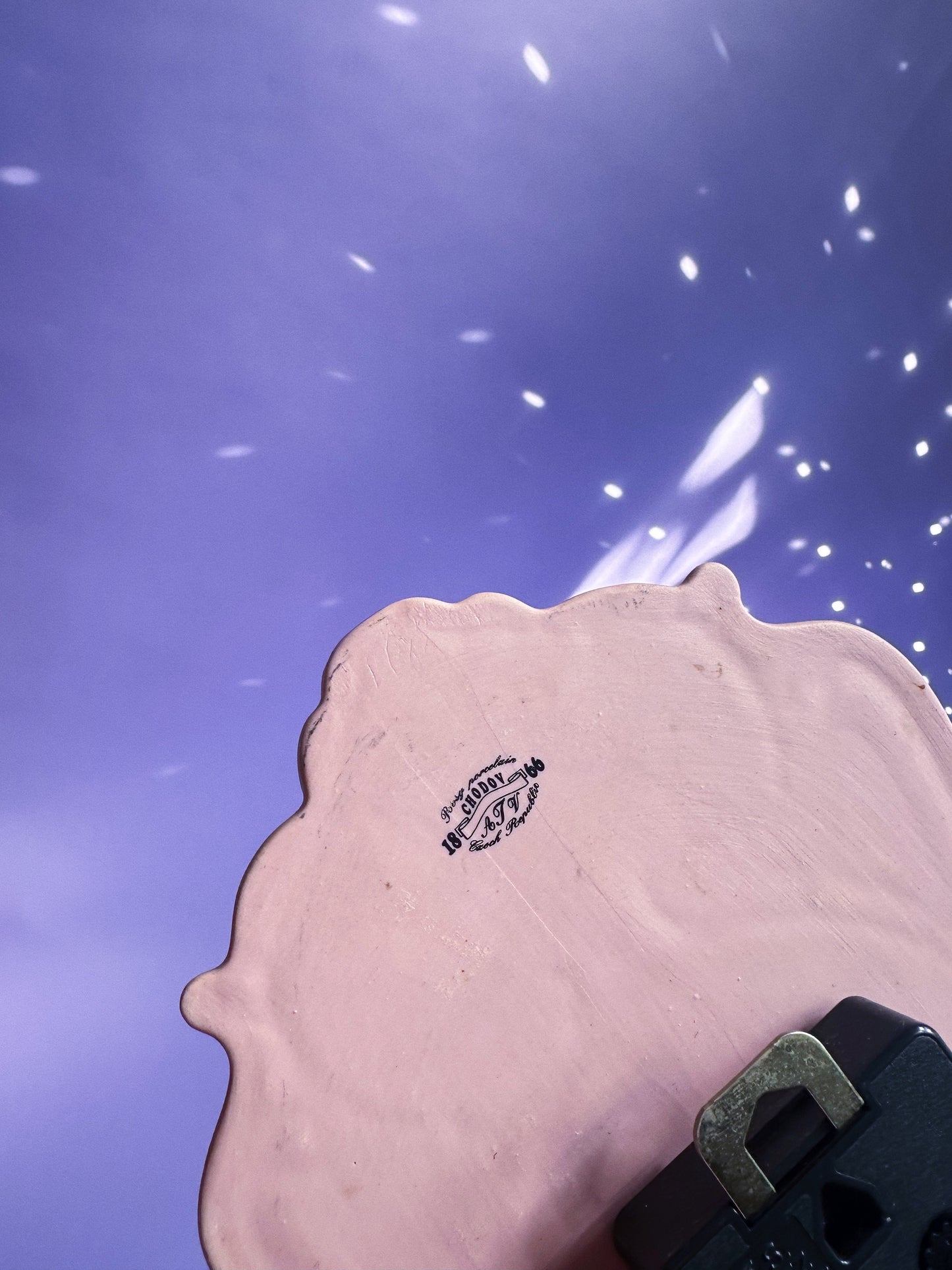 Vintage Czech Elegant Pink Porcelain Floral Wall Clock