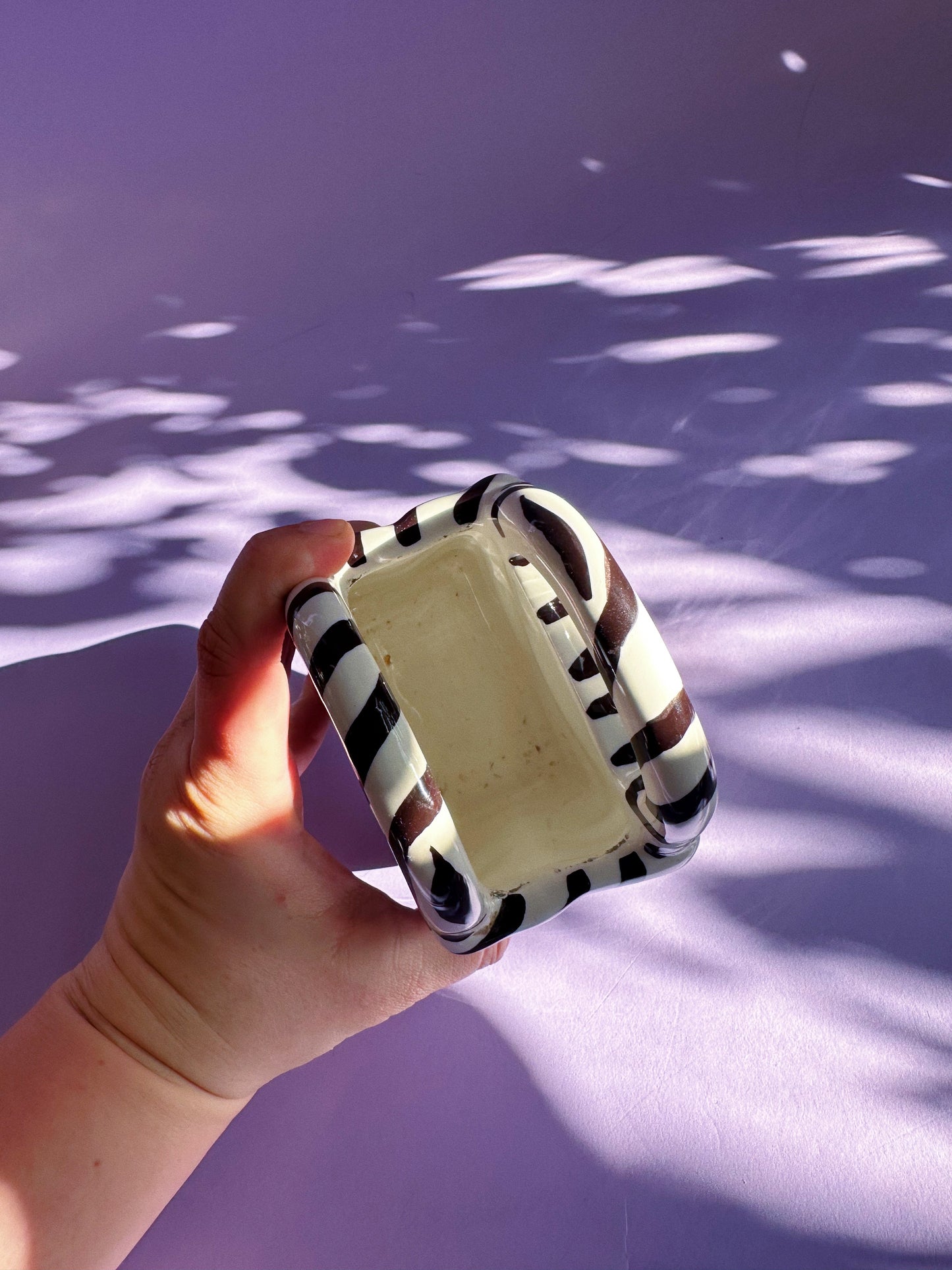 Vintage Ceramic Zebra Print Purse Vase