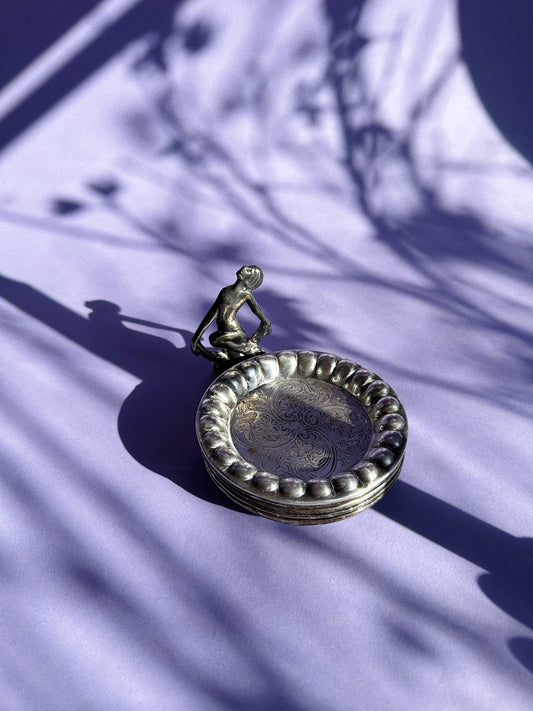 Vintage Rare Art Deco Lady Coasters Silverplated E.P. Copper 901 Set Of 6