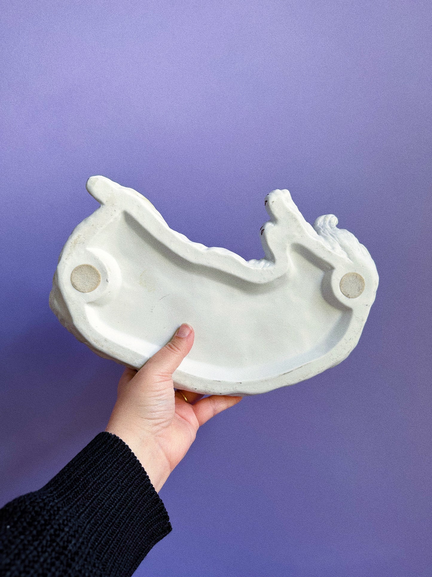 Vintage Persian Large White Ceramic Cat 12” Laying Down Statue