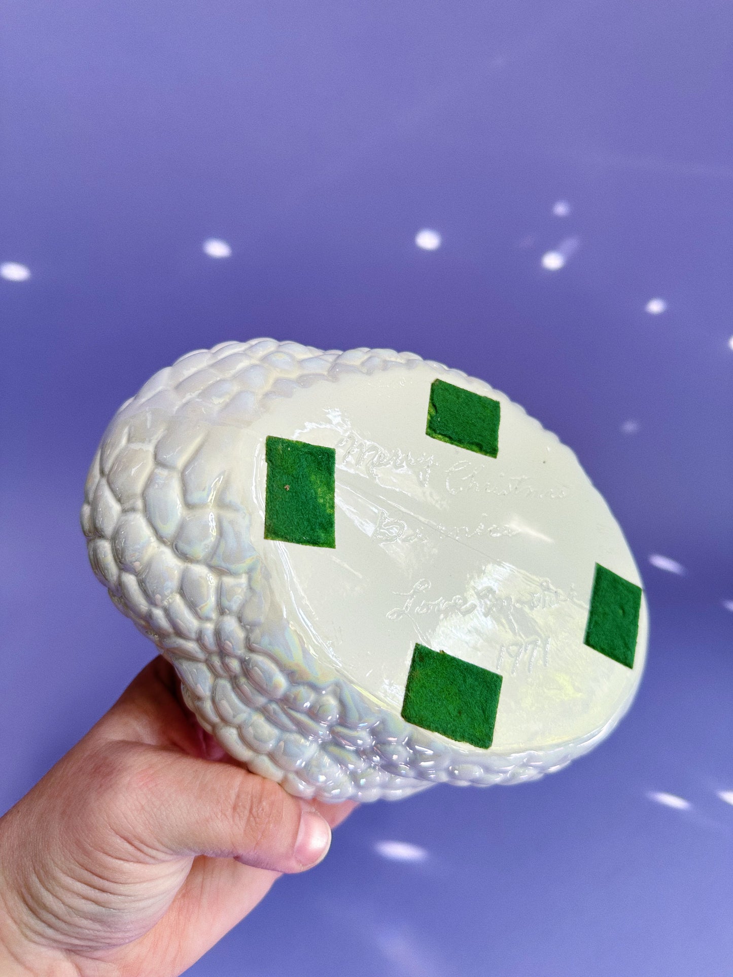 Vintage 1971 Porcelain Iridescent Swan Planter