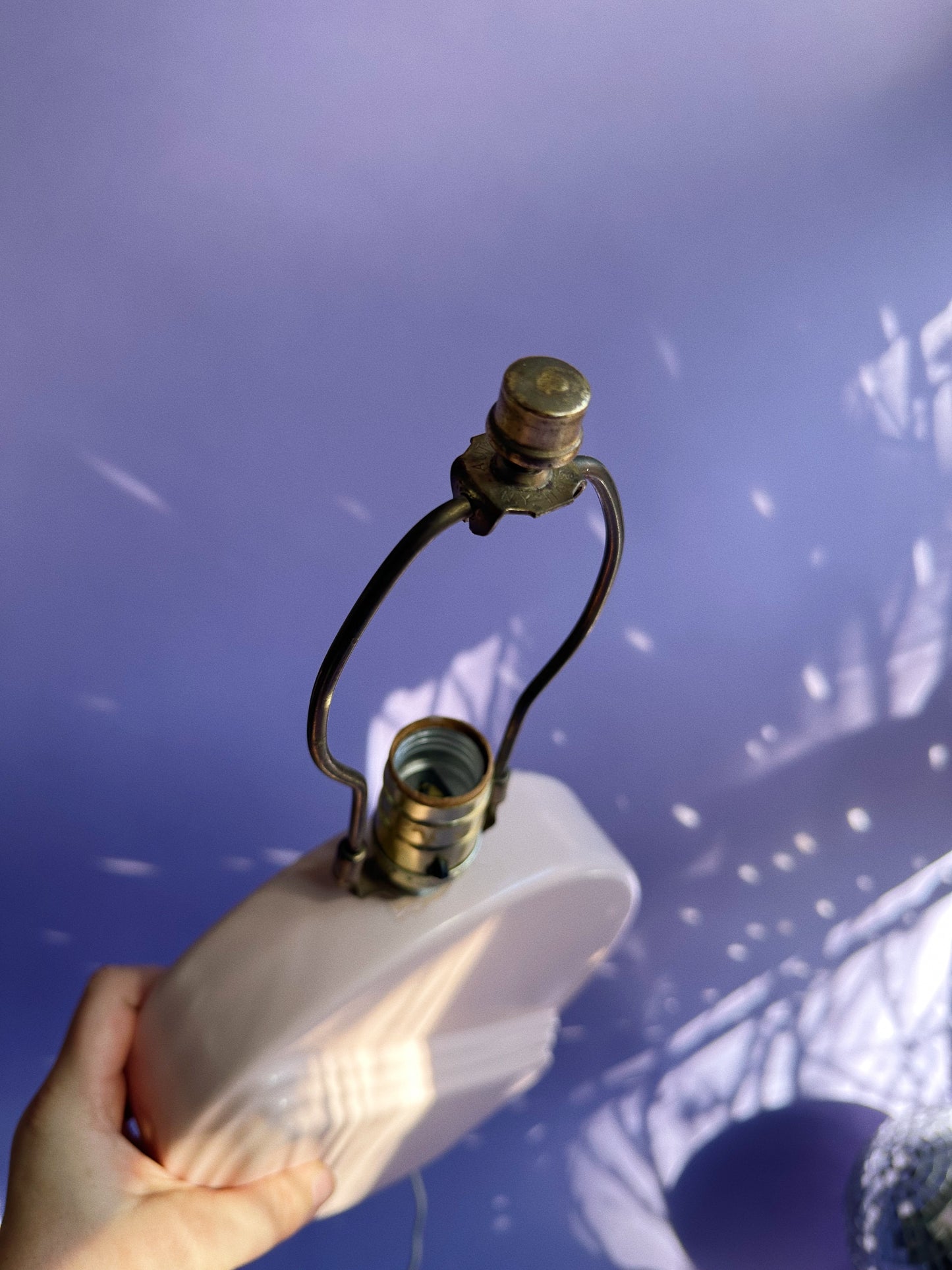 80s Blush Pink Table Lamp Ceramic Circular Asymmetrical Accent Lamp Deco Revival