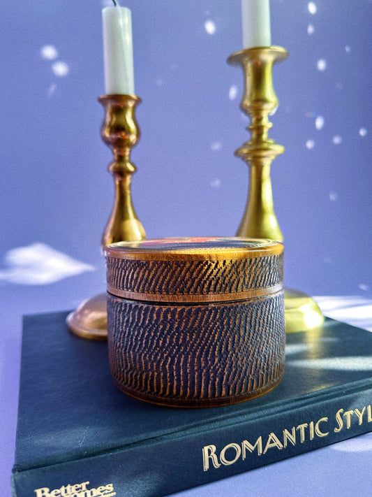 Vintage Wood Tulip Ashtray Set Lidded Box