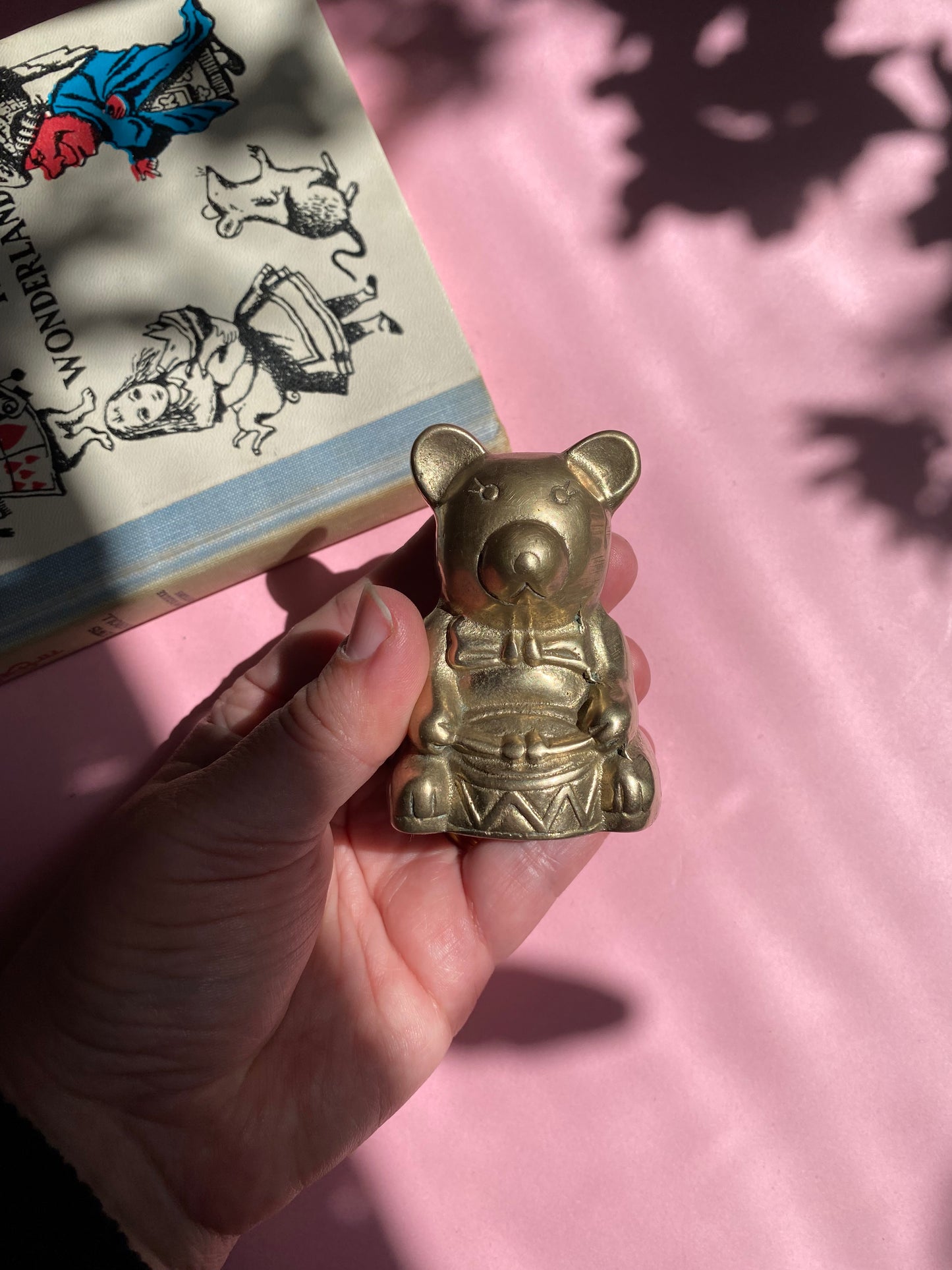 Vintage Brass Bear & Drum Figurine
