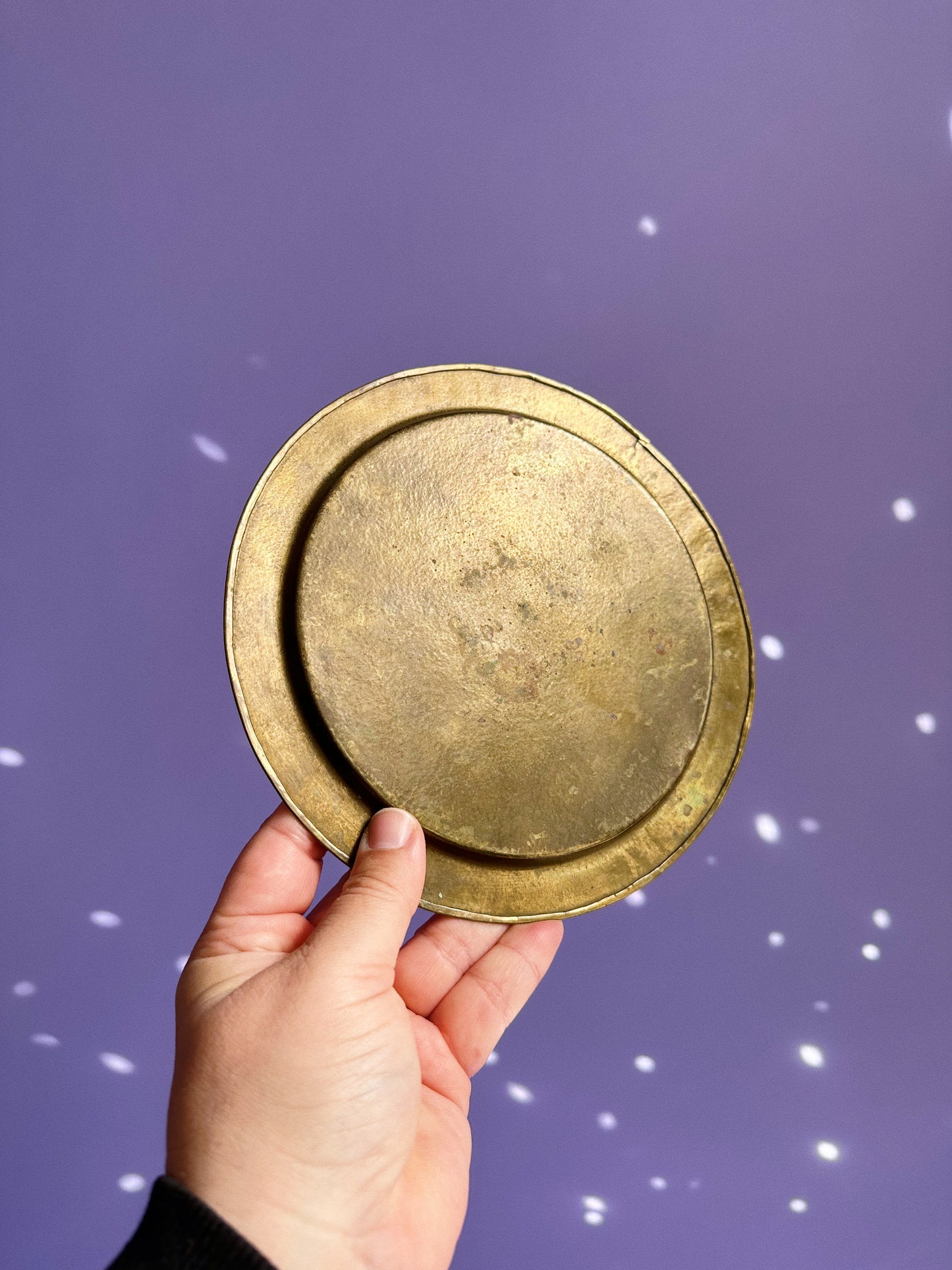 Vintage Floral Etched Brass Tray