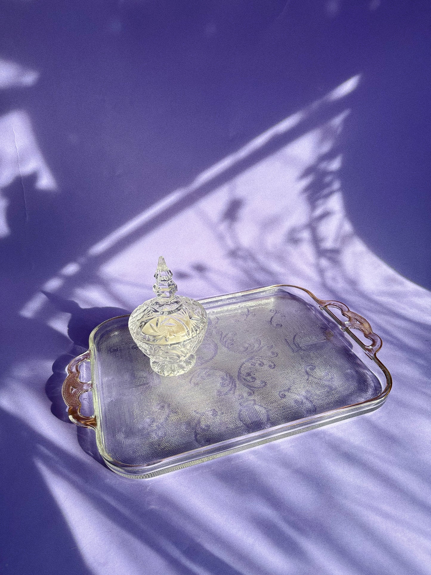 Vanilla Lavender Soy Candle in a Vintage Crystal Lidded Dish