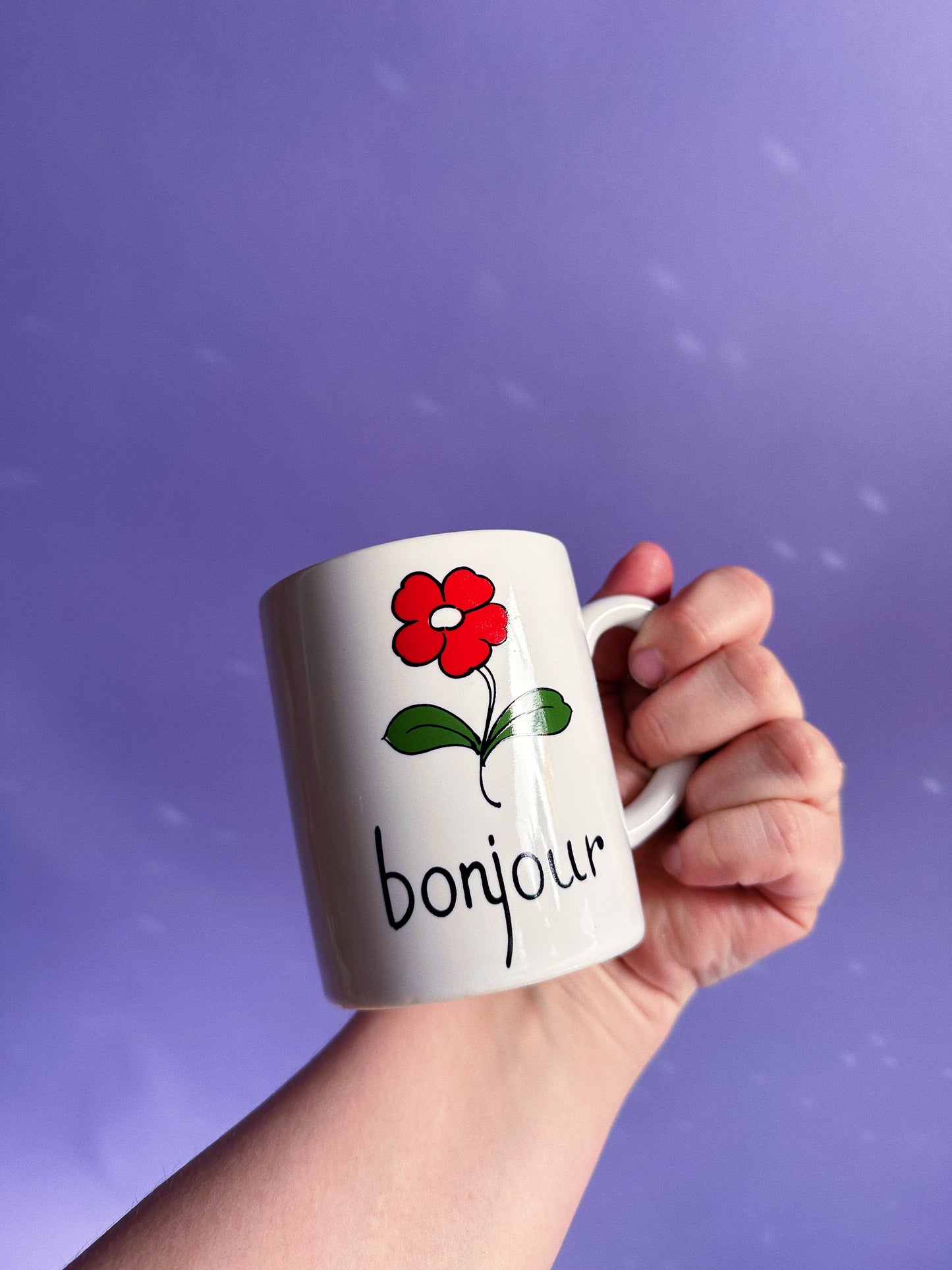 Vintage Bonjour Floral Coffee / Tea Mug Made in Japan