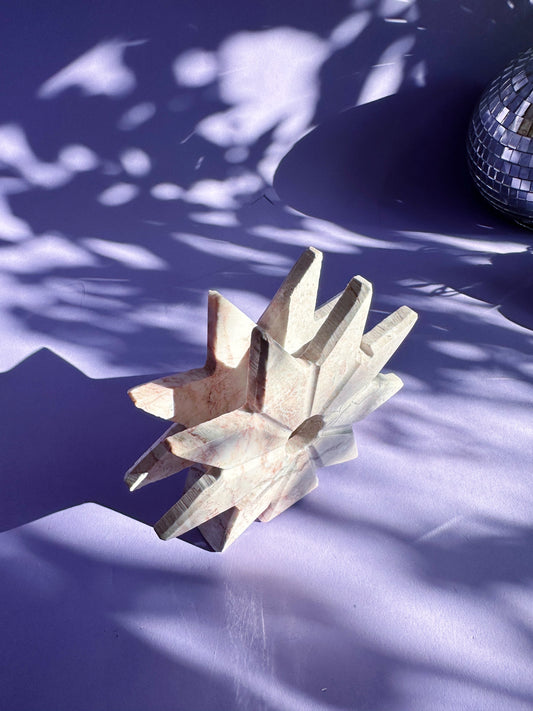 Vintage Pink Stone / Alabaster Starburst Napkin / Letter Holder