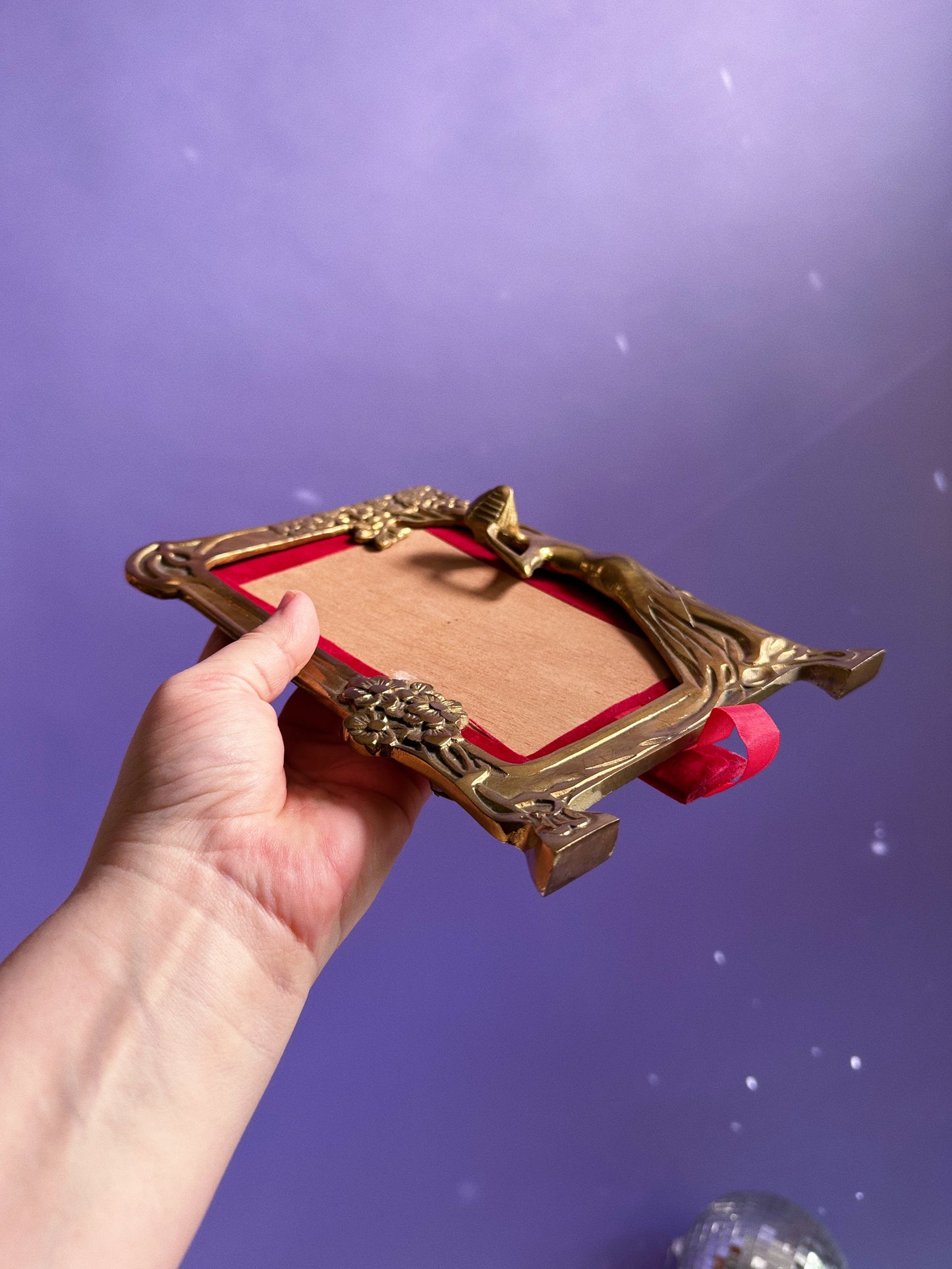 Vintage Art Nouveau Revival Frame Lady by the Lake Brass Solid Heavy