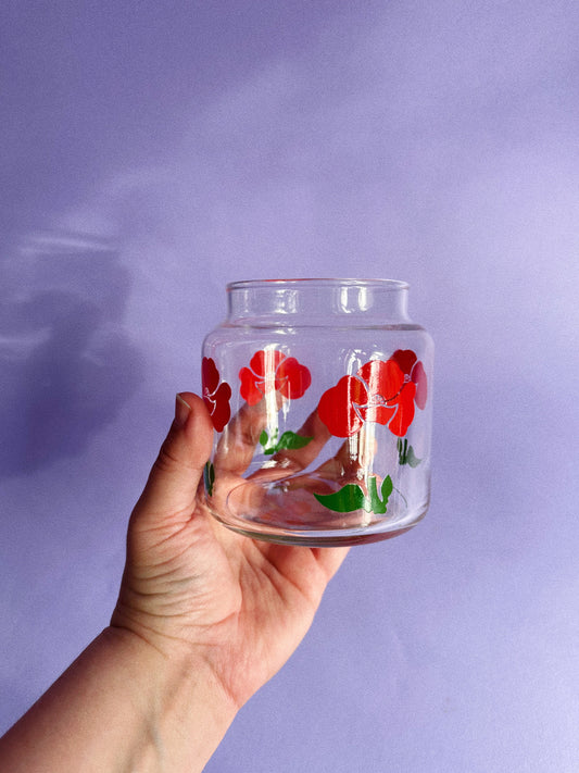 Vintage Anchor Hocking Red Foxy Poppy Glass Canister