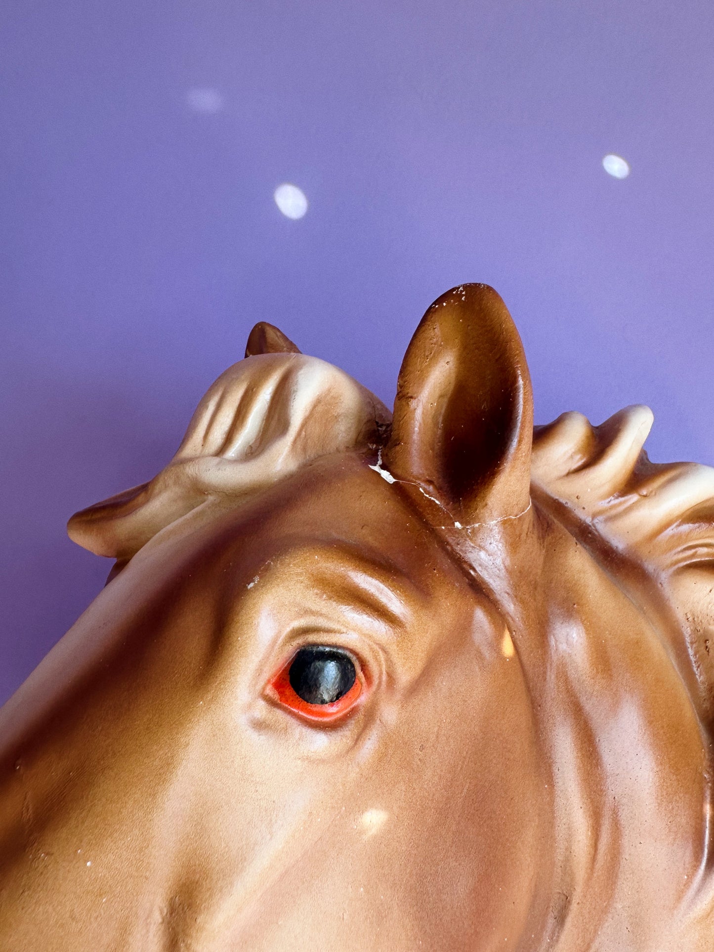 2 Large Vintage MCM Chalkware / Plaster 16" Horse Head Wall Mount 3-D Sculpture