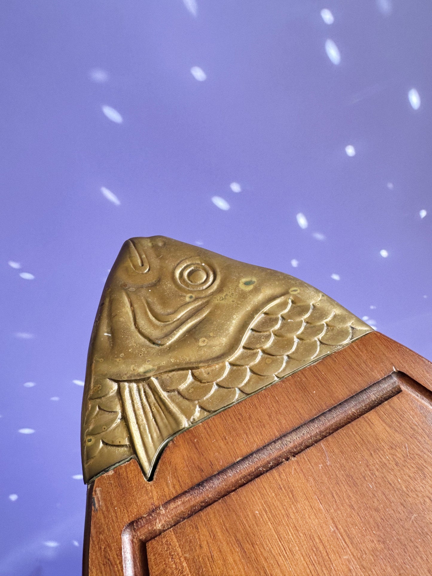 Vintage Wood & Brass Fish Platter / Wall Hanging