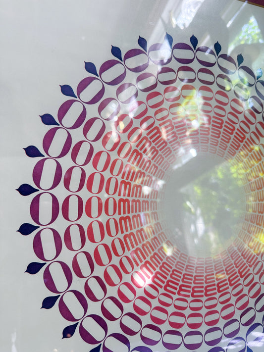 Vintage MCM 1970s Wood Framed Mandala Art Print