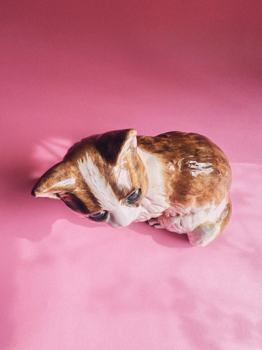 Large Vintage Ceramic Cat Sculpture