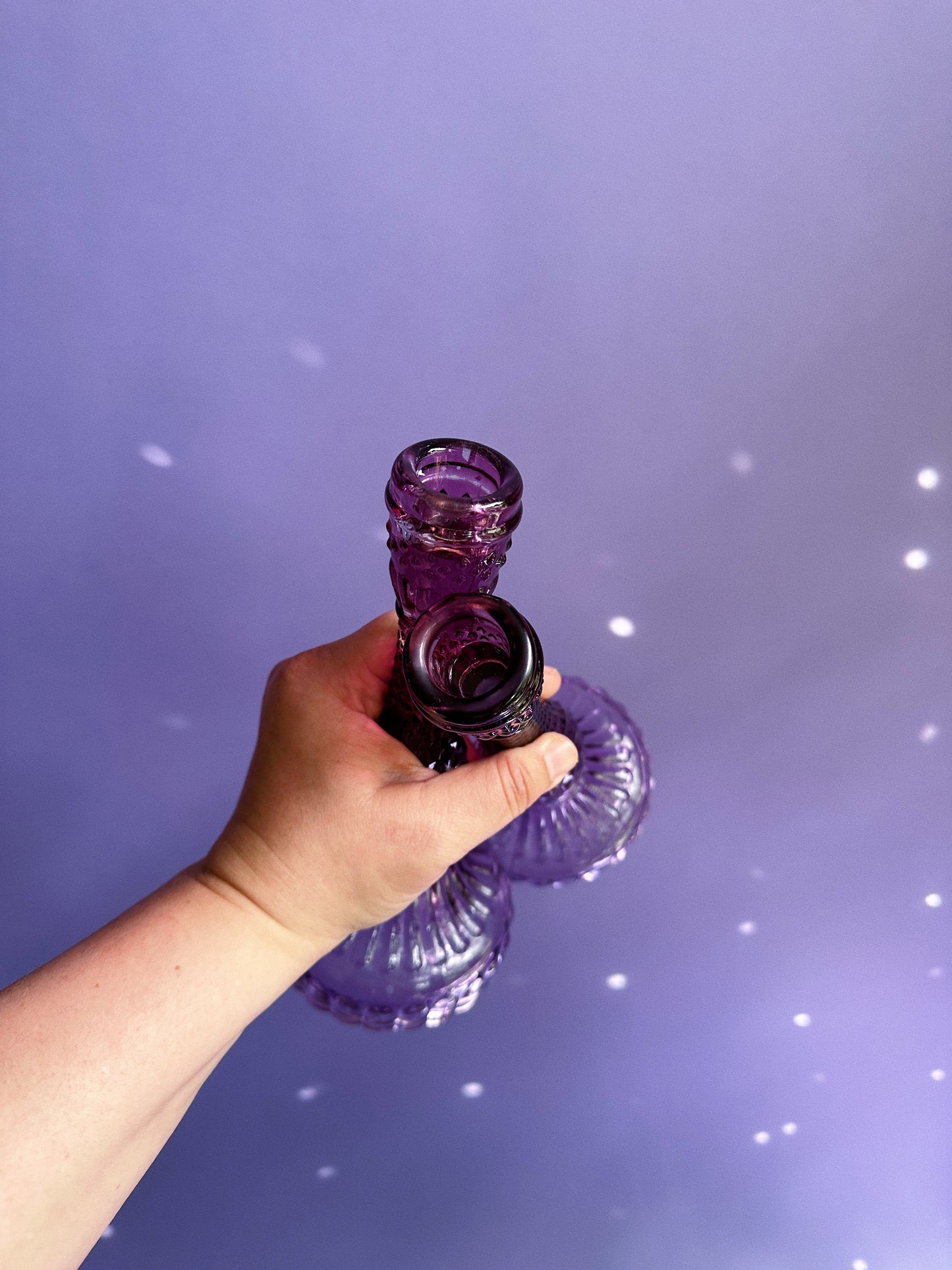Purple Glass Candlesticks