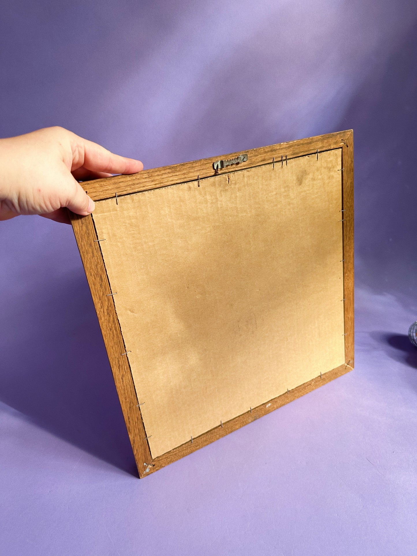 Gorgeous Vintage Wood Framed Pink Floral Embroidered Crewel