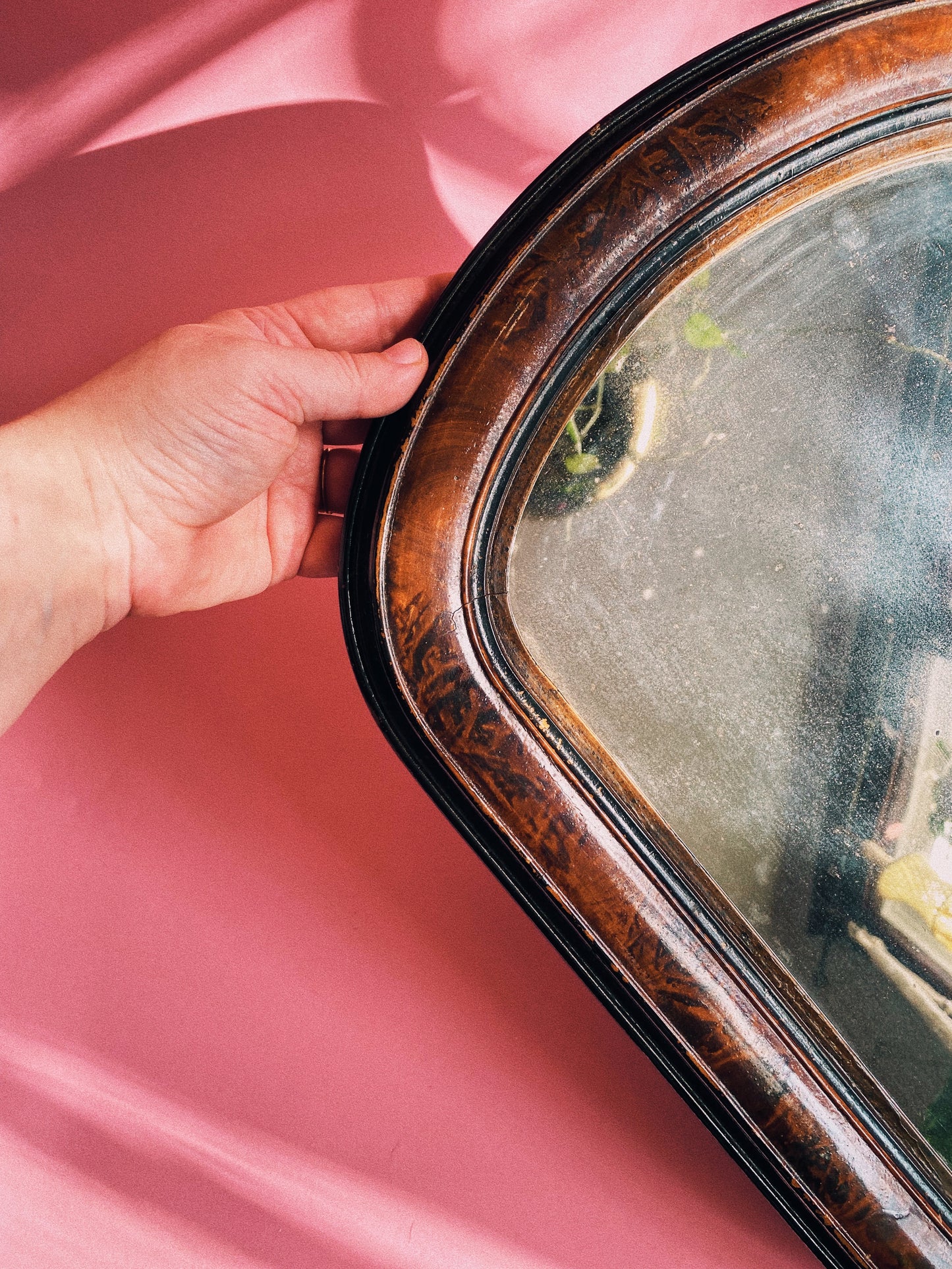 Vintage Wood & Wood Veneer Mirror