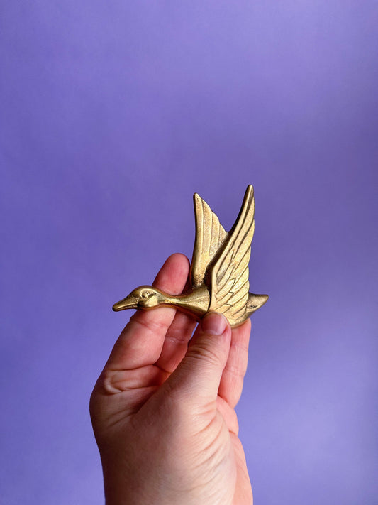 Sweet Little Vintage Flying Brass Bird Wall Hanging
