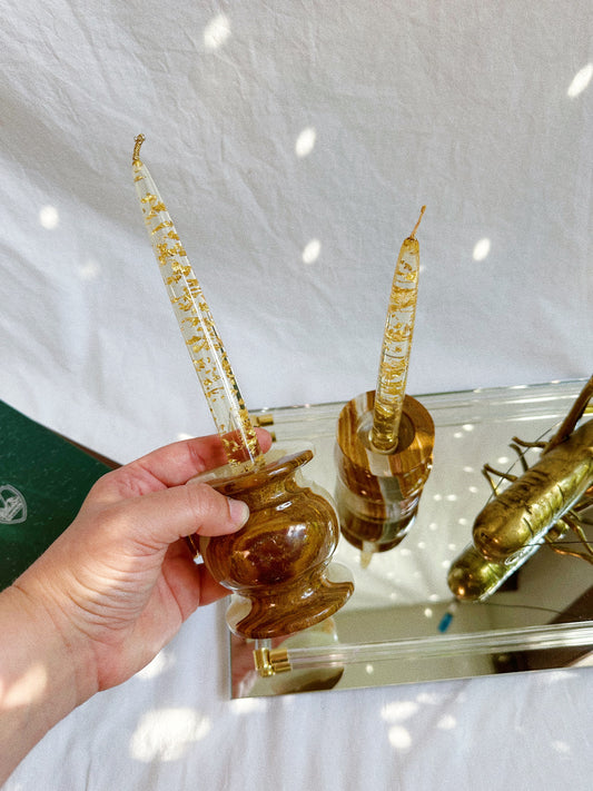 Heavy Stone (Onyx) Candlesticks