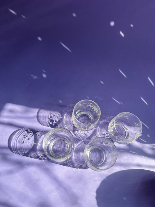 Set of 4 Arcoroc France Floral Tumblers